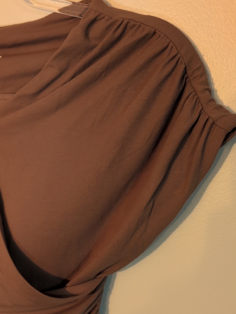 OGL Brown Draped Ruched V-Neck Top - Picture 5 of 5